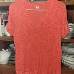 Luxe V-Neck Slub-Knit T-Shirt for women